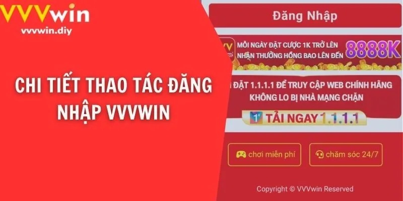 Chi tiết thao tác đăng nhập VVVwin